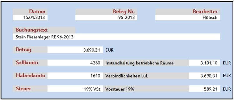 Buchungsmaske Buchungsmaske